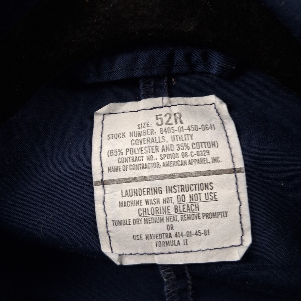 American Apparel Utility Coveralls Mens 52R Navy Blue Military Issue Workwear - Picture 5 of 9